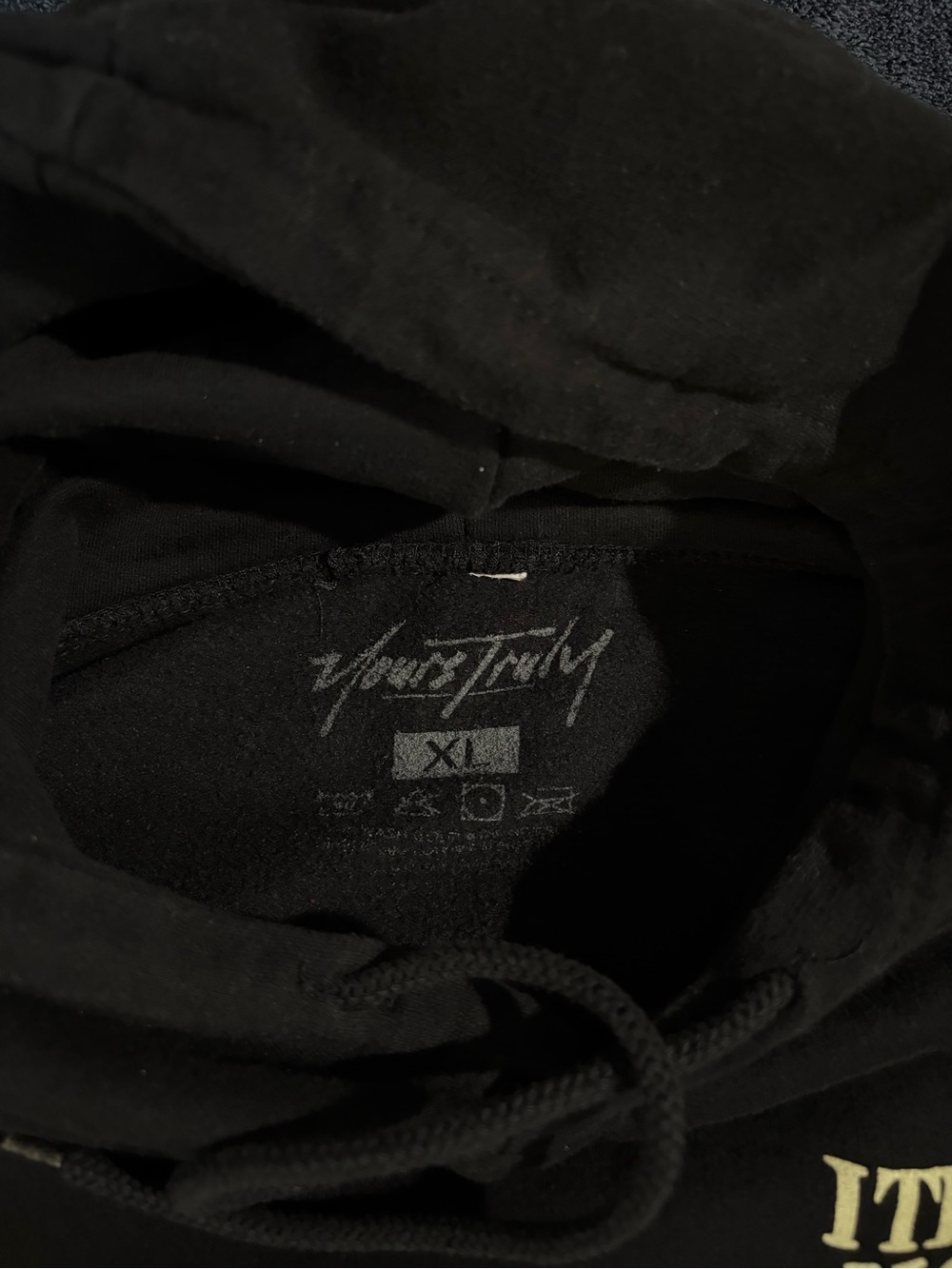 Black Yourstruly Clothing 'I Think I Love You' Hoodie With Orange Butterflies View 3